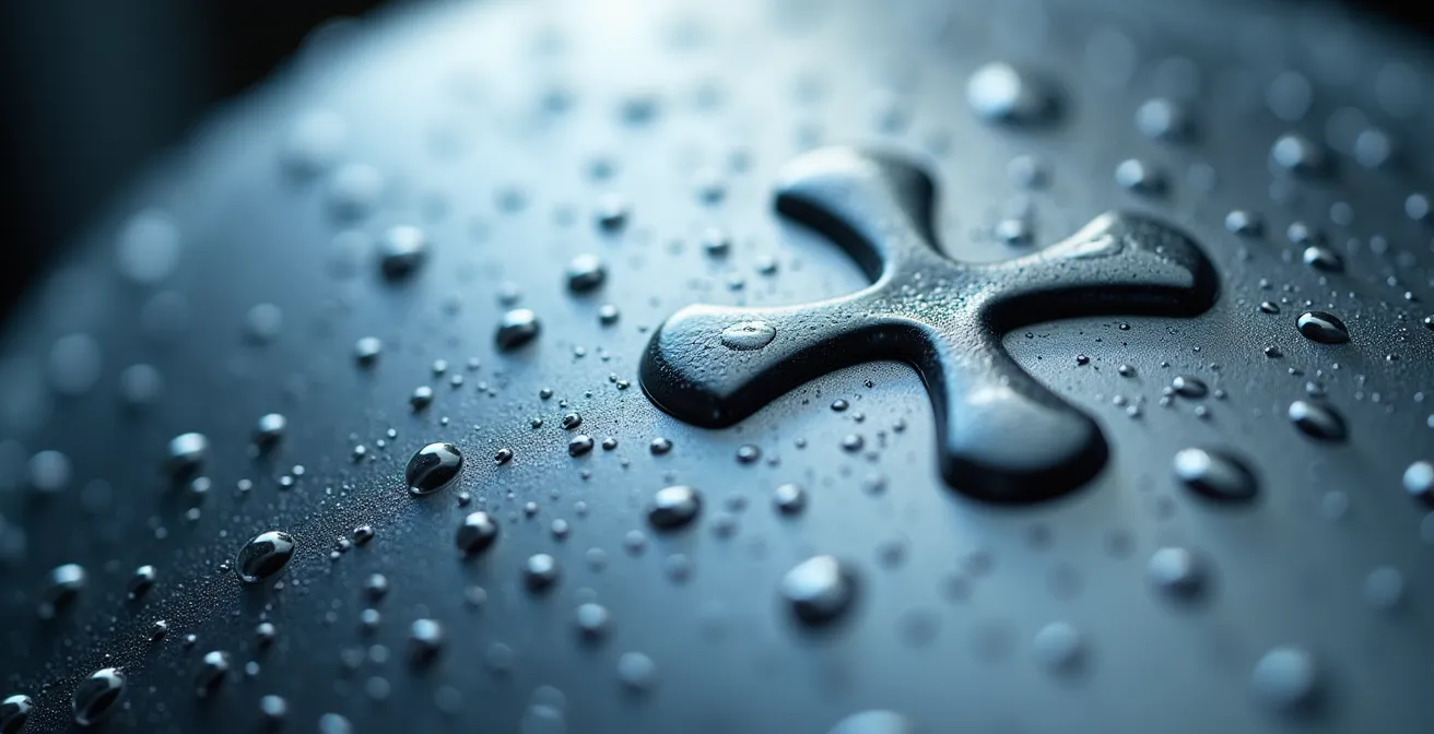 Détail macro de condensation sur surface métallique climatisée